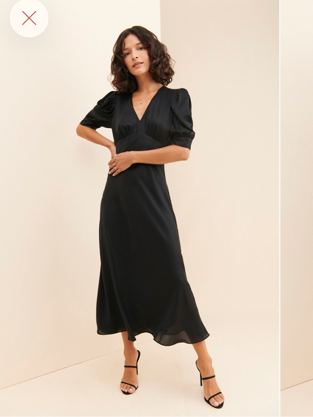 Current Air Black V-Neck Midi Skirt Dress